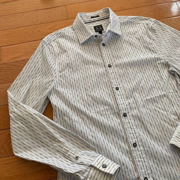Armani Exchange Dress Shirt Men's M Striped Snap Button Up Front VTG 2013 Spring - Picture 2 of 7